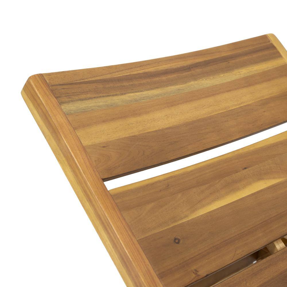 Teak Brown Adjustable Acacia Wood Chaise Lounge