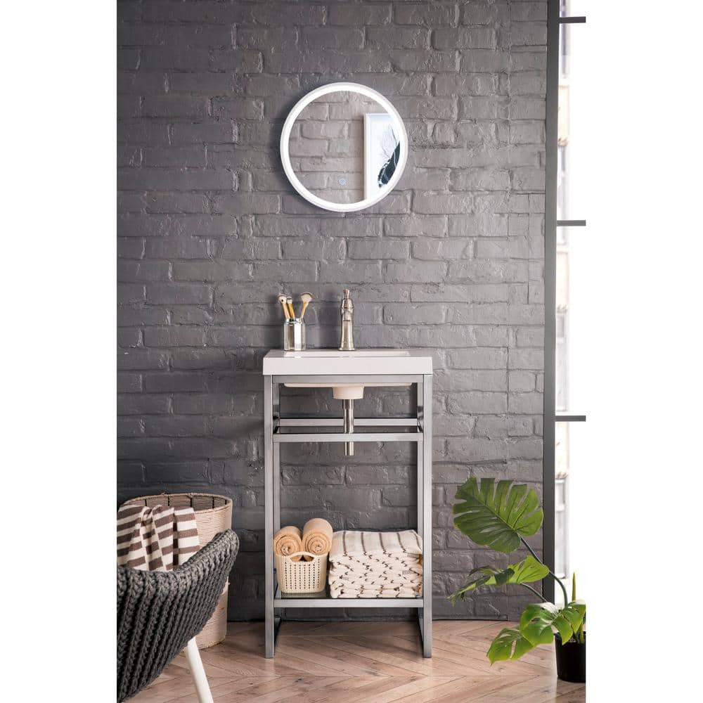 Boston 20" Brushed Nickel Stainless Steel Single Bathroom Vanity Set