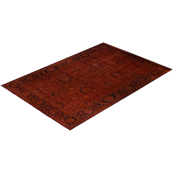 Overdyed Red 12 ft. x 18 ft. Solid Wool Indoor Area Rug