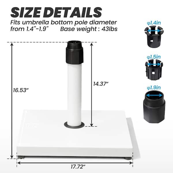 bottom pole for patio umbrella Plastic Base Holder Accessory w/ 2 Adjustable Knob Crafted from durable alloy steel Umbrella Steel Poles