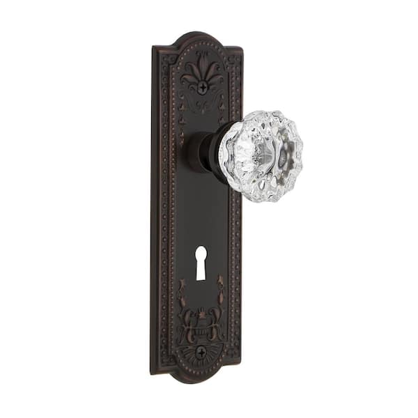 Cast Iron Door Plate With A Glass/Acrylic Knob In Glossy Tan/Beige Finish 
