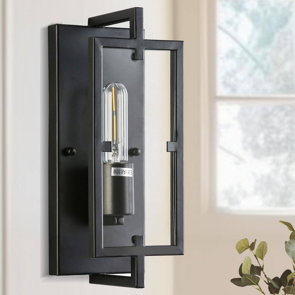 Briignite 1-Light Industrial Black Rectangle Wall Sconces