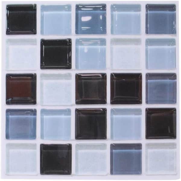 Ejoy 3D Mosaic Self-Adhesive Glossy Gel Backsplash Tile, JM705,8 inchx8 inch/pc (Set of 12pc)