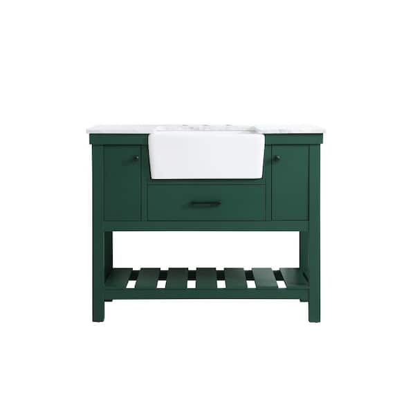 Unbranded Timeless Home 22 in. W x 42 in. D x 34.125 in. H Bath Vanity in Green with Carrara White Marble Top