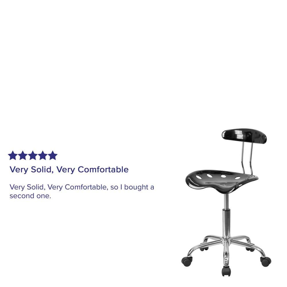 Ergonomic Swivel Black Metal Armless Task Chair with Tractor Seat