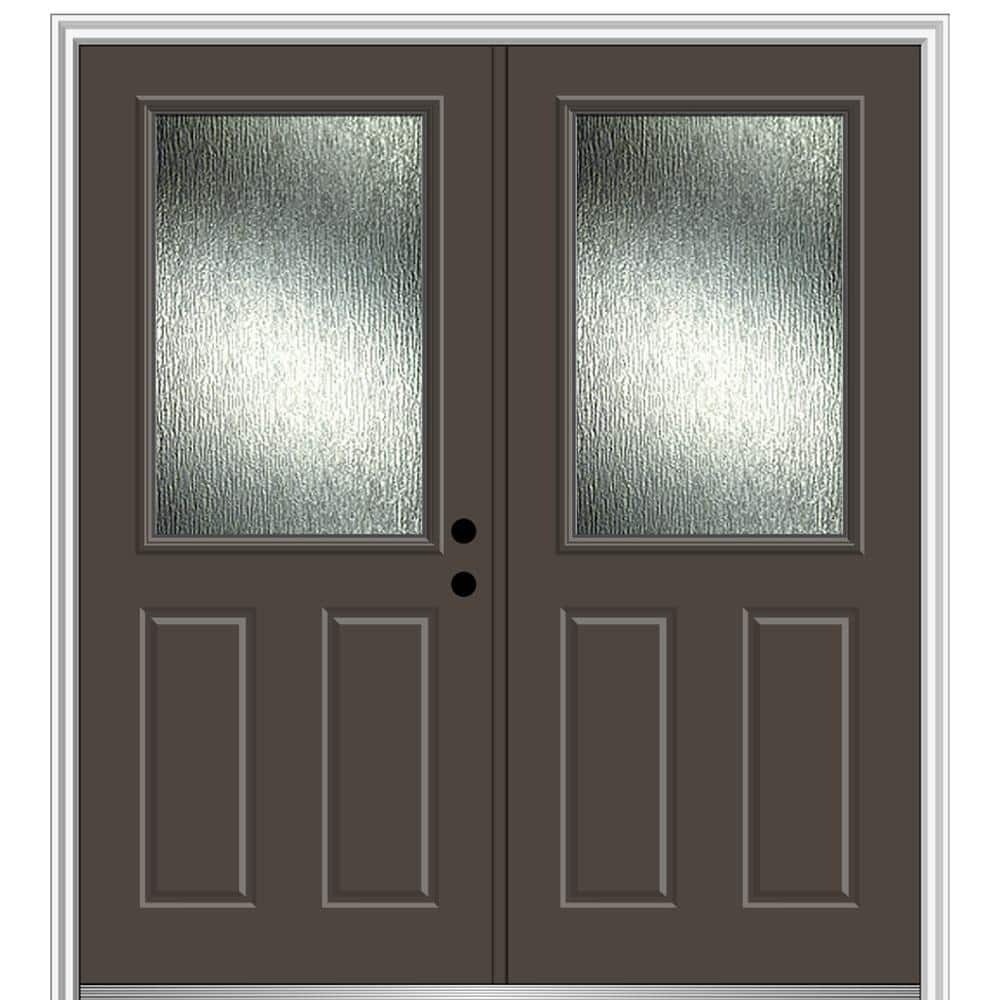 Rain Glass 72 in. x 80 in. Left-Hand Inswing 1/2-Lite Painted Brown Fiberglass Prehung Front Door on 4-9/16 in. Frame price history on PriceWatchPro