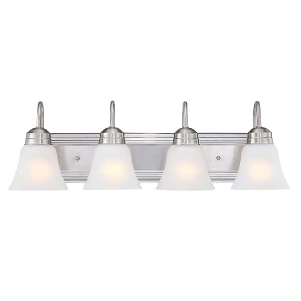 Miscool Avex 4-Light Brushed Nickel Wall Sconce with Frosted Glass Shade