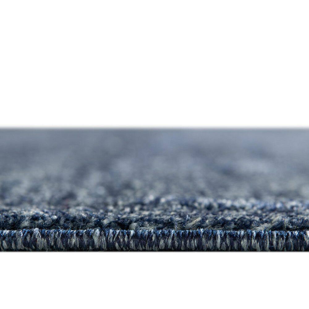Navy Blue Tufted Stain-Resistant Rectangular Rug