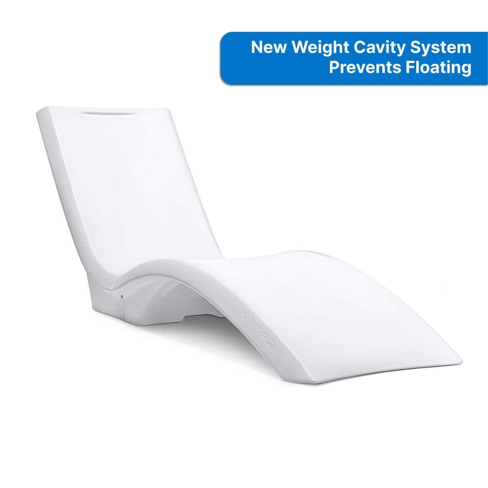 White Resin Ergonomic Poolside Chaise Lounger with Cushions