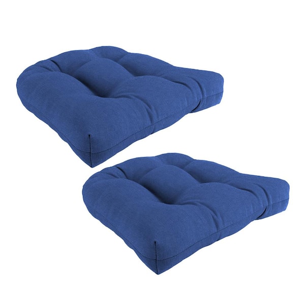 19 in. L x 19 in. W x 4 in. T Square Tufted Outdoor Wicker Seat Cushion in Elwood Heather (2-Pack)