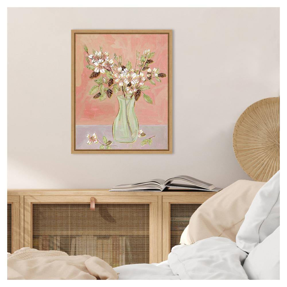 Here Comes the Bloom II Abstract Floral Canvas Art with Maple Frame