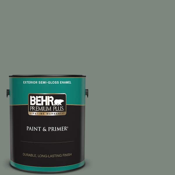 BEHR PREMIUM PLUS 1 gal. #700F-5 Wild Sage Semi-Gloss Enamel Exterior Paint & Primer