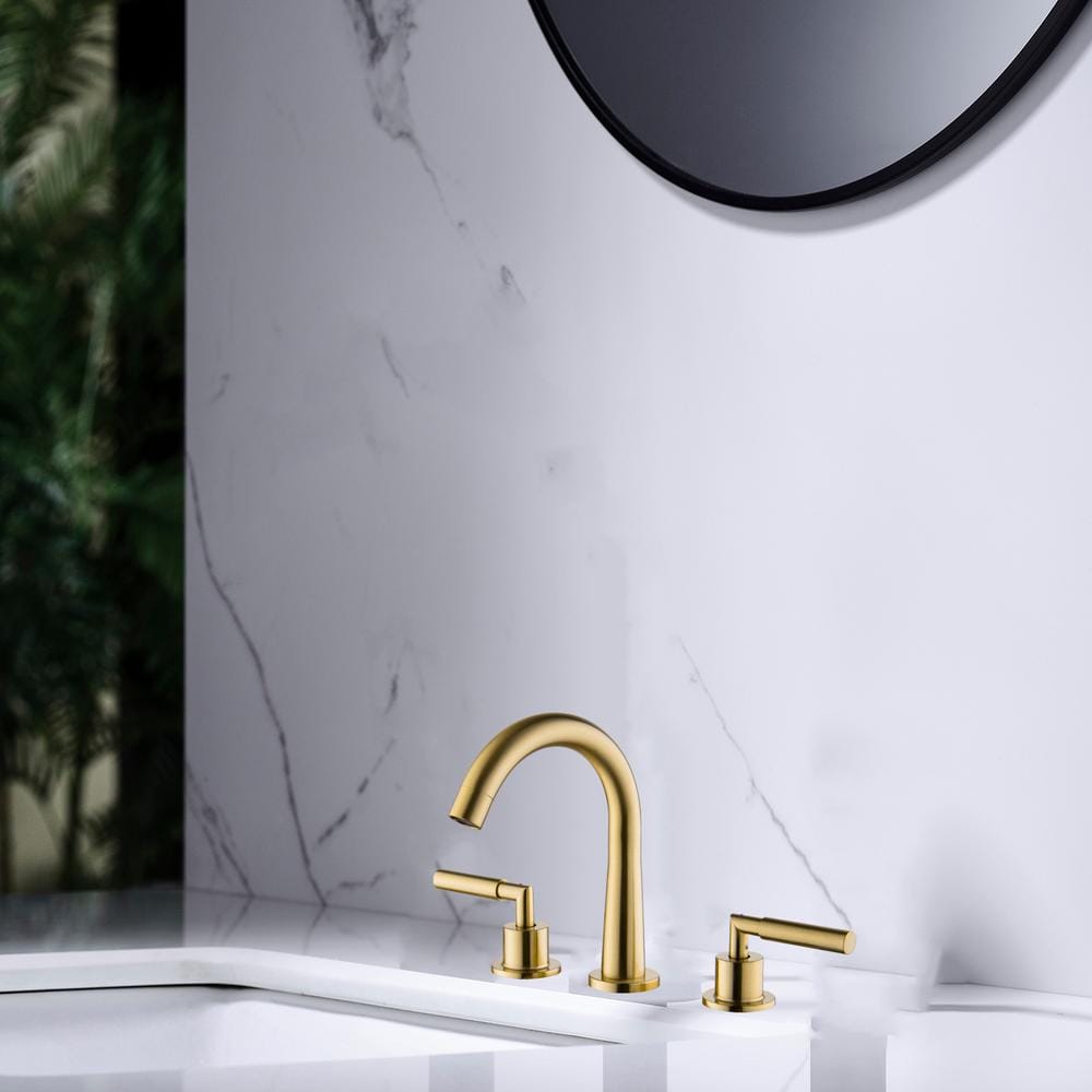 Brushed Gold Solid Brass Widespread Bathroom Faucet