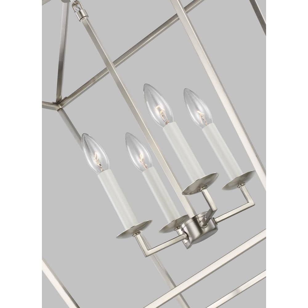 Dianna Brushed Nickel Four Light Lantern with LED Bulbs