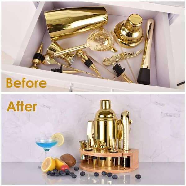 Numhew 12-Piece 25 oz. Gold Cocktail Shaker Set, Stainless