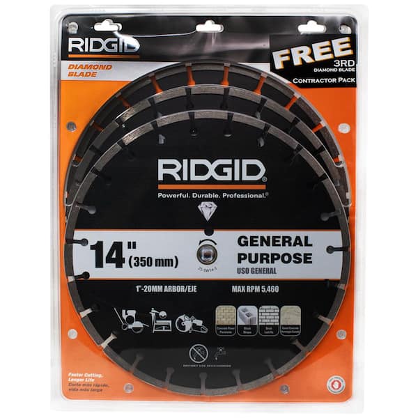 14 in. Segmented Rim Diamond Blade for General Purpose (3-Pack) 14 in. Segmented Rim Diamond Blade for General Purpose (3-Pack)