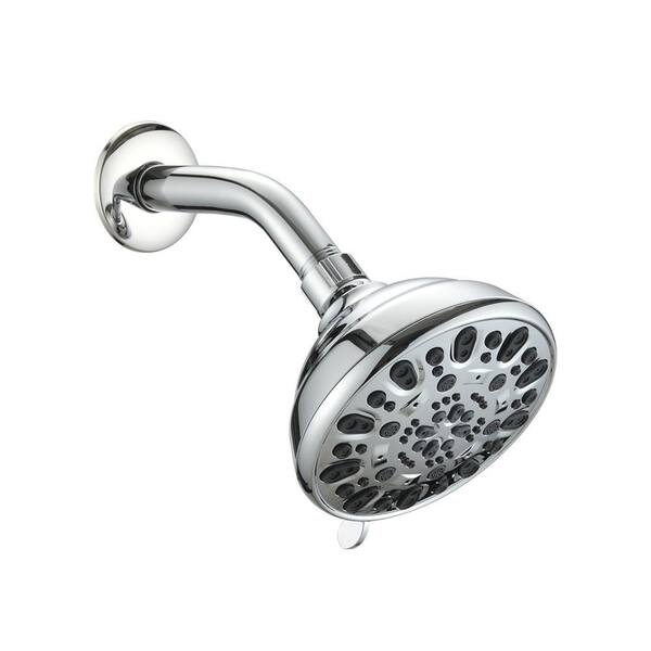 7-Spray Pattern 4.72 in. Single Wall Mount Fixed Shower Head in Chrome ...