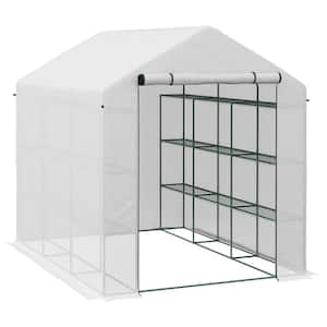 8 ft. x 6 ft. Walk-In Greenhouse for Outdoors with Roll-Up Zipper Door, PE Cover, Small and Portable Green House