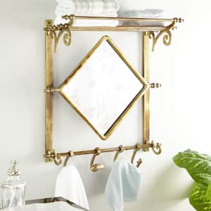 Gold 2 Shelves Metal Wall Shelf with Crystal Embellishments (Set of 2)