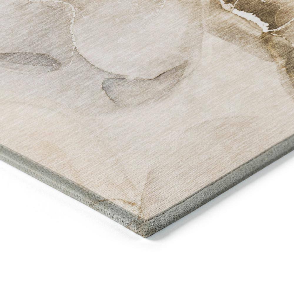 Beige and Brown Synthetic Flat Woven Reversible Rug 5' x 7'