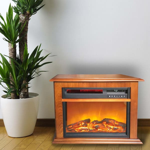 Lifesmart 1500-Watt Electric 3-Element Infrared Fireplace in Oak Mantel