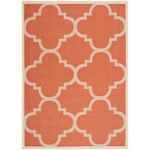 Courtyard Terracotta 5 ft. x 8 ft. Geometric Indoor/Outdoor Patio  Area Rug