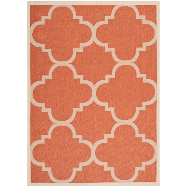 SAFAVIEH Courtyard Terracotta 5 ft. x 8 ft. Geometric Indoor/Outdoor Patio  Area Rug