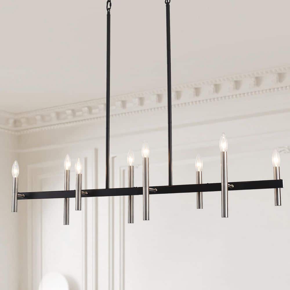 8-Light Black & Nickel Farmhouse Linear Chandelier Rectangle Pendant Lighting Fixtures Hanging for Kitchen Island price history on PriceWatchPro