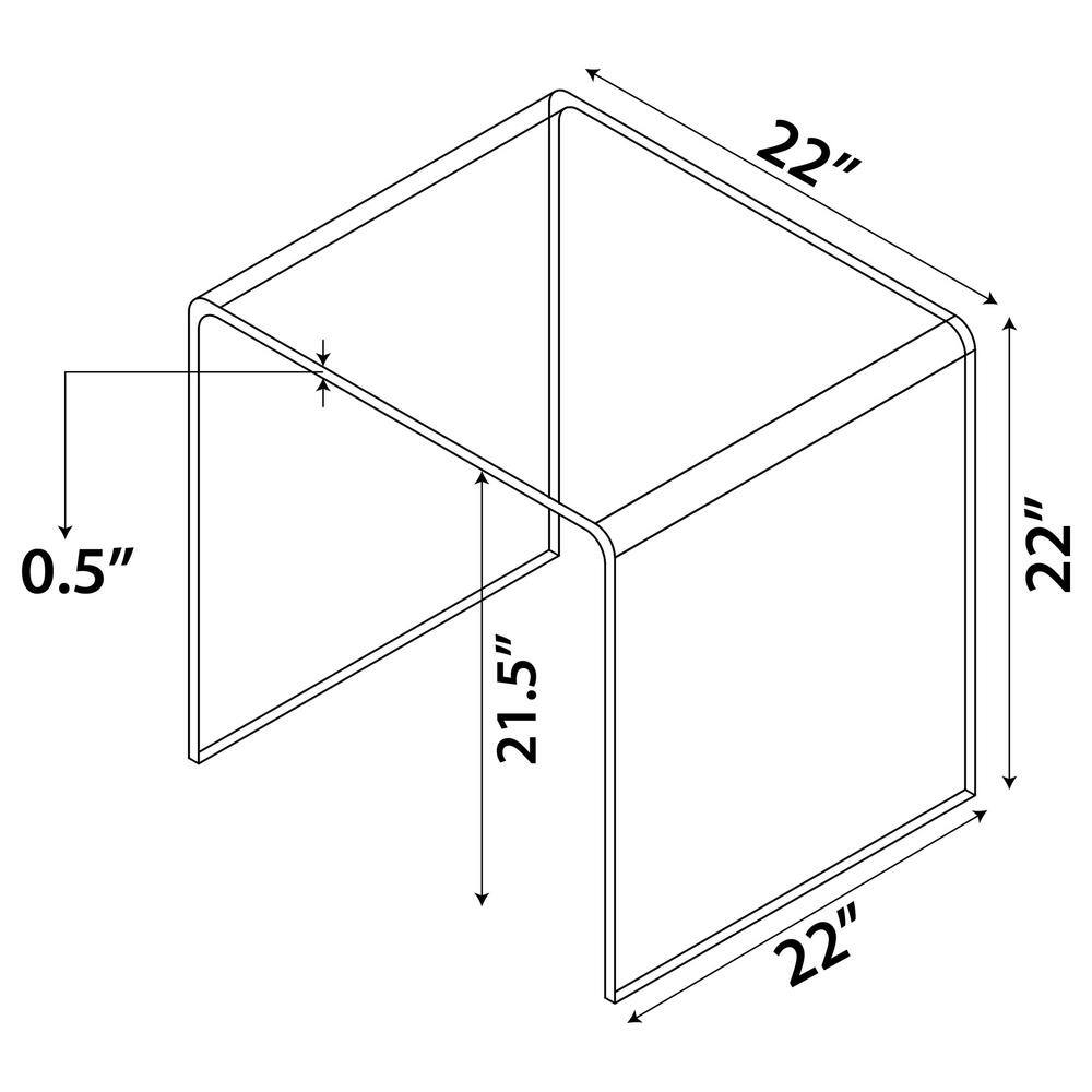 Clear Acrylic Square End Table with Curved Edges