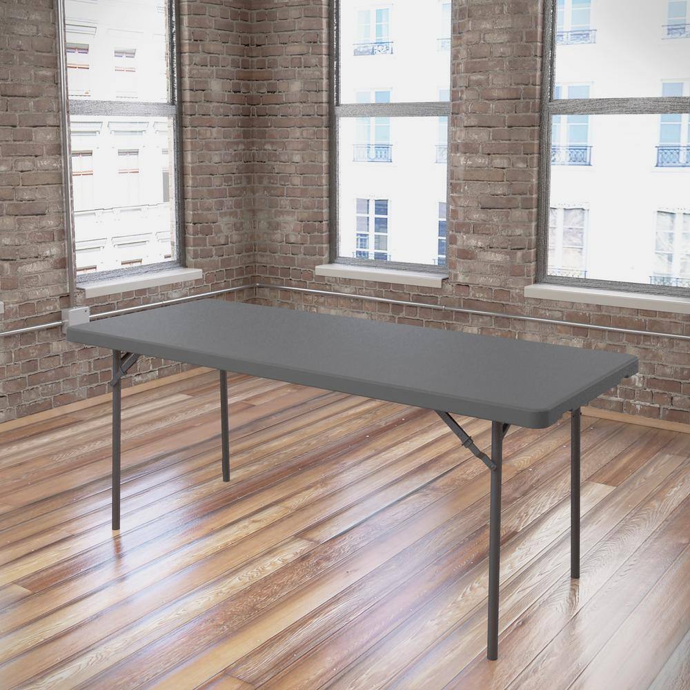 Classic Gray 72" Molded Plastic Folding Table for Outdoor & Indoor Use