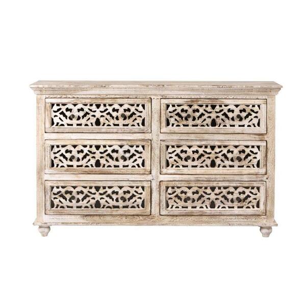 Home Decorators Collection Maharaja 6-Drawer Sandblast White Dresser