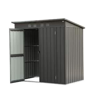 6 ft. x 4 ft. Outdoor Balck Metal Backyard&Garden Storage Shed with Sloping Roof&Lockable Door(24 sq. ft.)