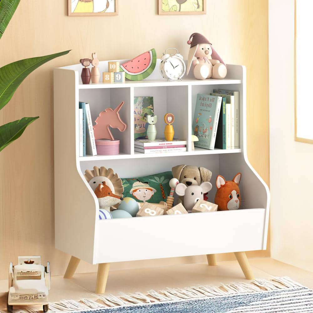 Dropship Kids Funnel White Bookcase Book Shelf Storage Unit With