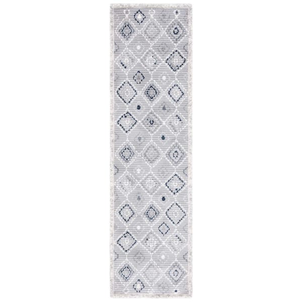 SAFAVIEH Marrakesh Gray/Light Gray 2 ft. x 8 ft. Geometric Striped Runner Rug