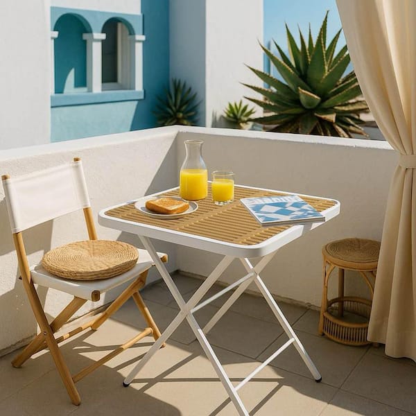 Modern folding square table-indoor and outdoor multi-functional table-polypropylene tabletop with metal legs