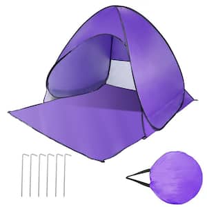 Purple 2-Person/3-Person Outdoor Portable Pop Up Beach Camping Tent for Shade Sun Shelter Beach Canopy