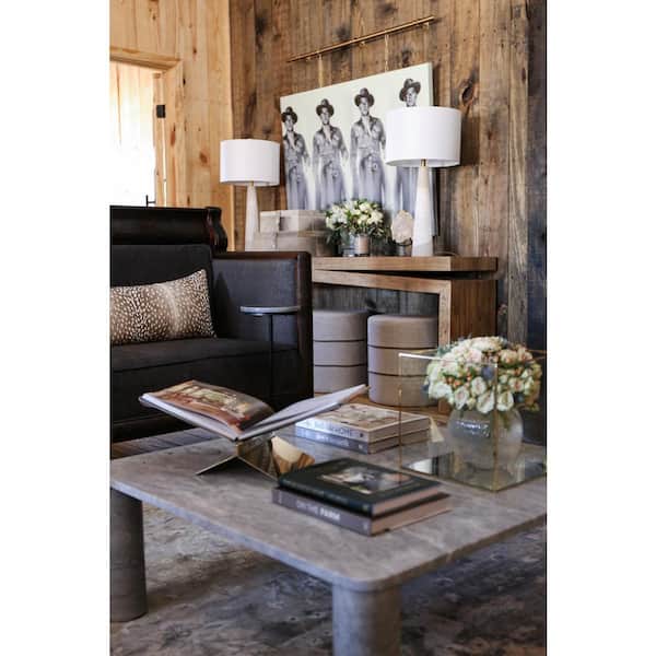 SAFAVIEH Hiten 9 in. Gray Round Faux Marble End Table