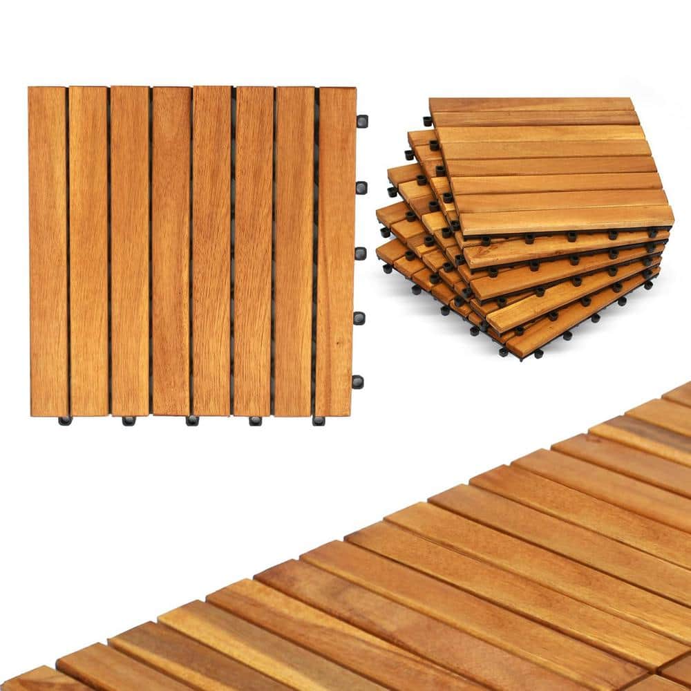 1 ft. x 1 ft. Waterproof Acacia Wood Interlocking Deck Tiles for Balcony, Patio Flooring in Natural Wood-(10-Pack) price history on PriceWatchPro