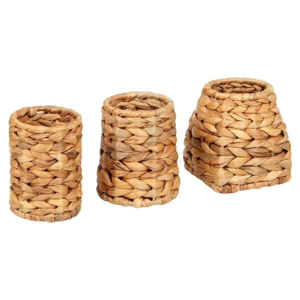 Natural Grass Pen Cups, Desk Supplies and Home Office Decor, Grass and Iron, Set of 3, Brown