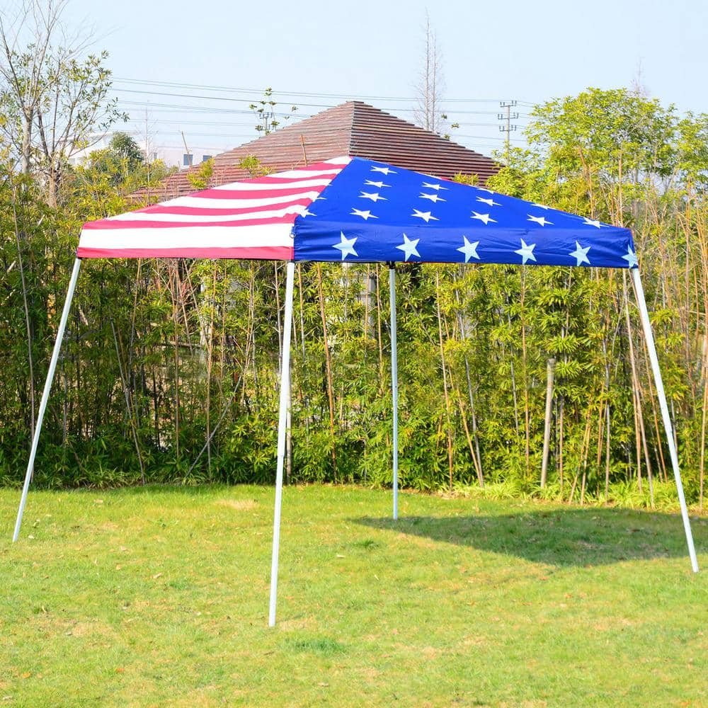 American Flag 10' x 10' Slant Leg Pop-Up Canopy Tent