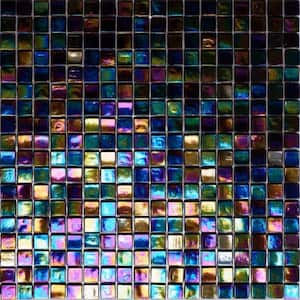 Skosh Glossy Shimmer Multi Blue 11.6 in. x 11.6 in. Glass Mosaic Wall and Floor Tile (18.69 sq. ft./case) (20-pack)