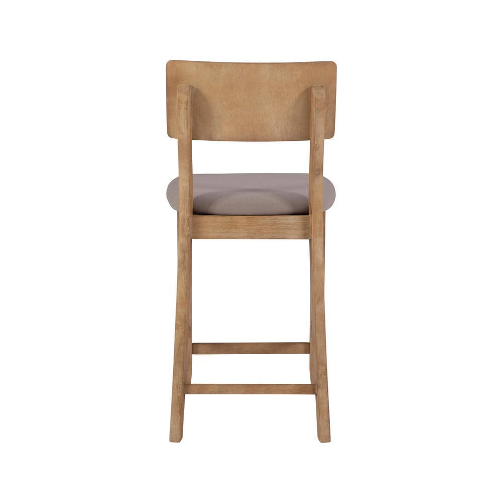 Gray Wood Backless Counter Stool with Padded Seat