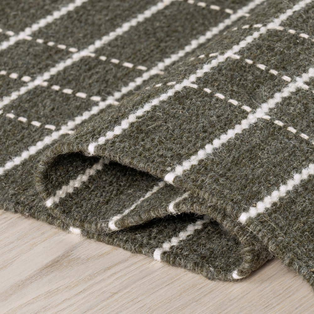 Charlie Green Plaid Wool and Cotton 10' x 14' Area Rug