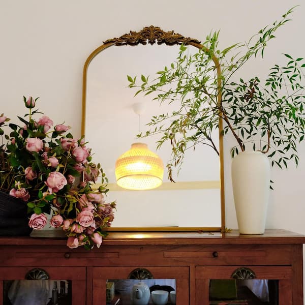 LuxHomez 23.6 in. W x 35.4 in. H Traditional Arch Antique Gold
