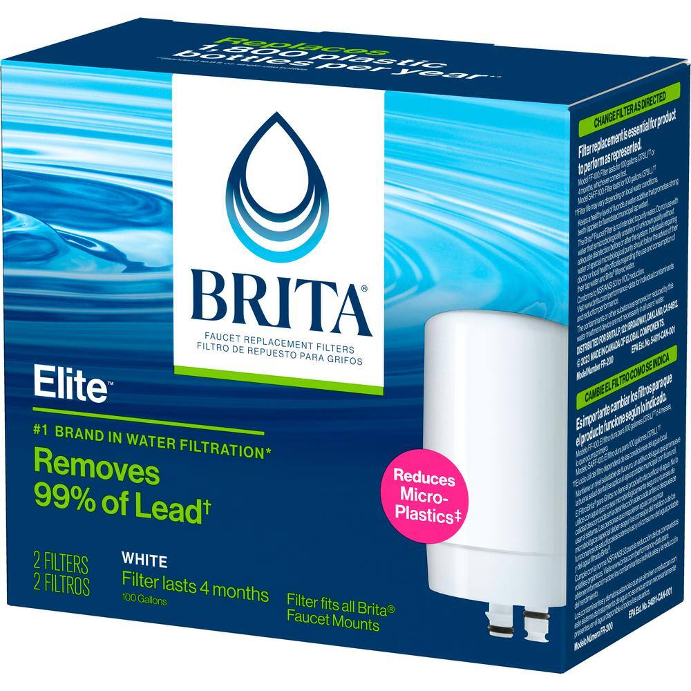 Brita White Faucet Water Filter Replacement Cartridges, 2-Pack