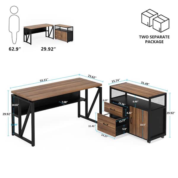 L Shape Office Table In Walnut  Office Tables Online: Boss's Cabin