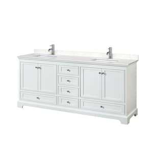 Deborah 80 in. W x 22 in. D x 35 in. H Double Bath Vanity in White with Carrara Cultured Marble Top