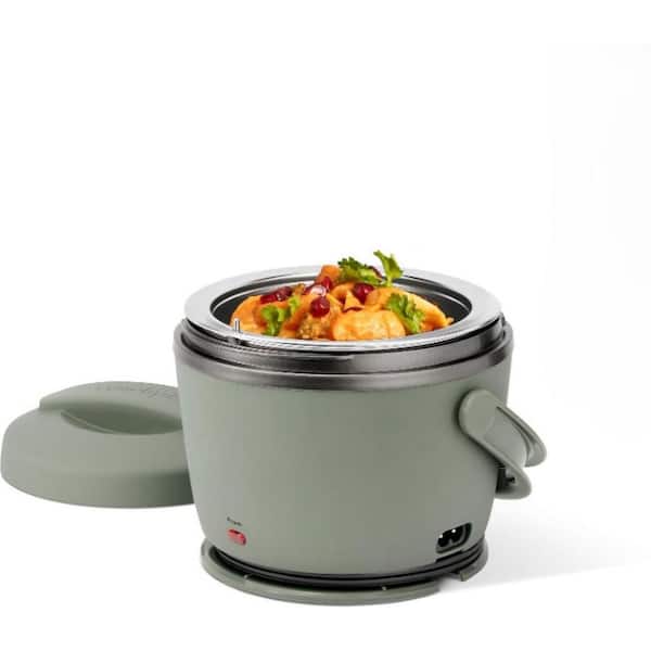 0.625 qt. Metal Portable Slow Cooker Electric Lunch Box Food Warmer in Black