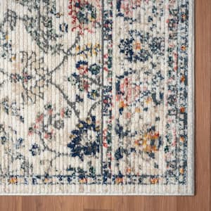 Britny Multicolored 5 ft. x 7 ft. Traditional Floral High-Low Plush Polyester Blend Area Rug