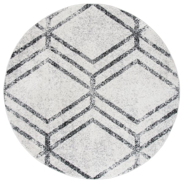 SAFAVIEH Adirondack Ivory/Gray 6 ft. x 6 ft. Distressed Diamond Round Area Rug